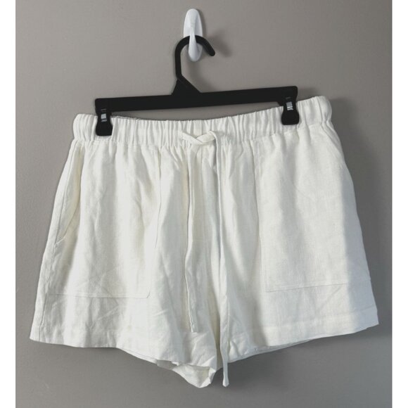 Gilli Coastal Preppy White Linen Shorts M Resort Beach Vacation Nantucket FLAW